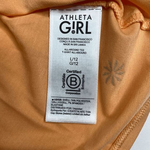 Athleta Girl All-Around Tee Lightweight Soft Top Women's Warm Sunset Size L/12 - Picture 8 of 8